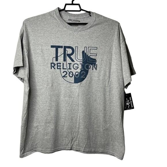 True Religion T Shirt Men’s Two Tone Logo Crewneck Tee Size 2XL‎ - Picture 1 of 9